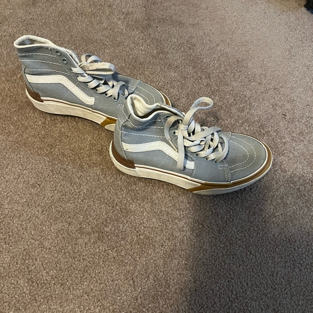 Vans Cream and Gray High-Top Sneakers